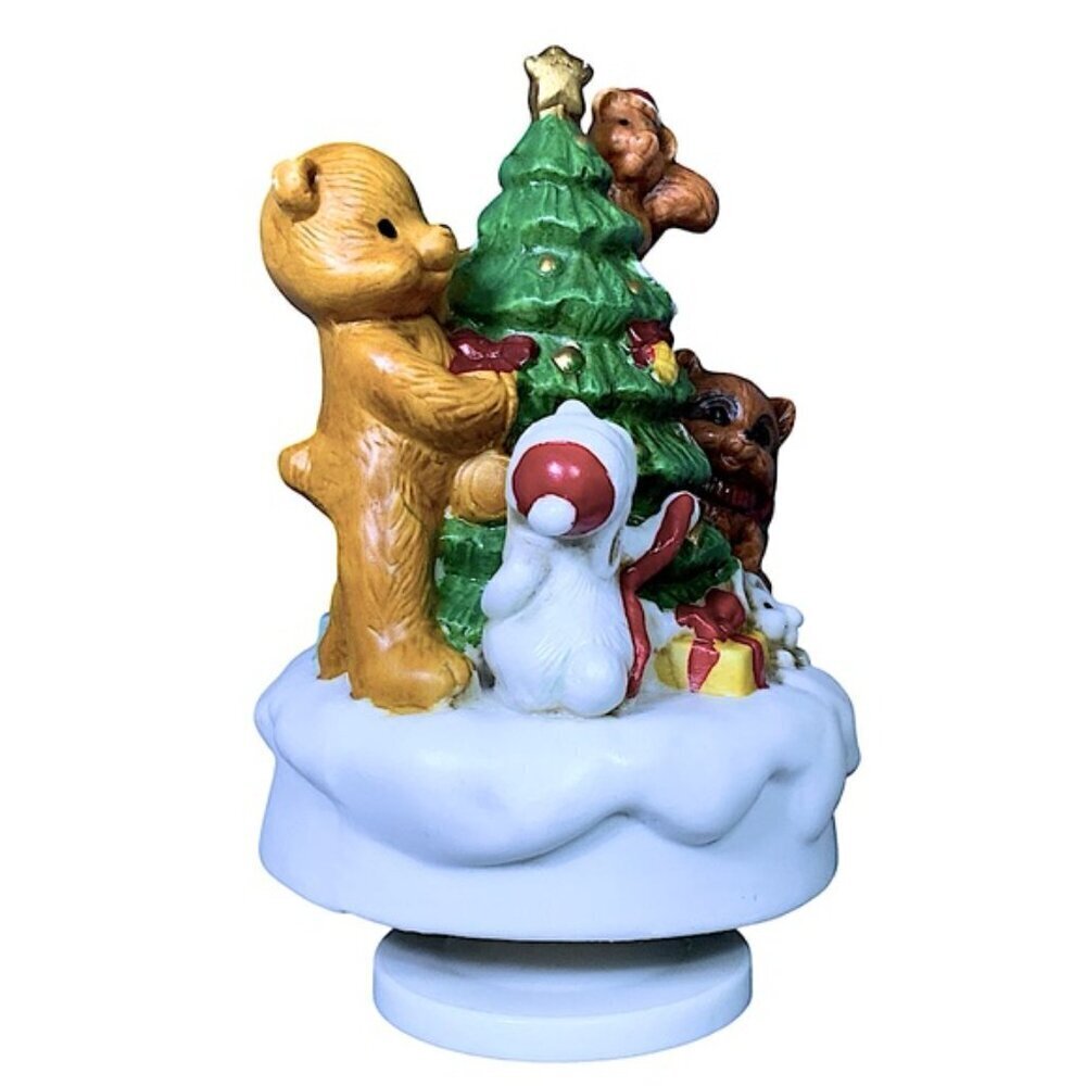 Vintage Music Box Forest Friends Rotating Figurine By Christmas Around The World - Picture 2 of 16